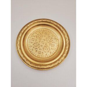 Vintage Brass Plate,small Brass Plate, Carved Trincket Plate, Carved Brass